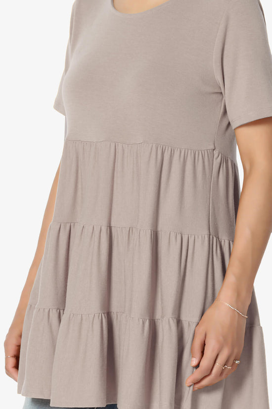 Maiika Short Sleeve Tiered Ruffle Tunic LIGHT MOCHA_5