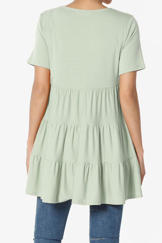 Maiika Short Sleeve Tiered Ruffle Tunic LIGHT SAGE_2