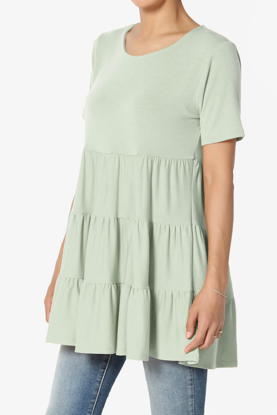 Maiika Short Sleeve Tiered Ruffle Tunic LIGHT SAGE_3