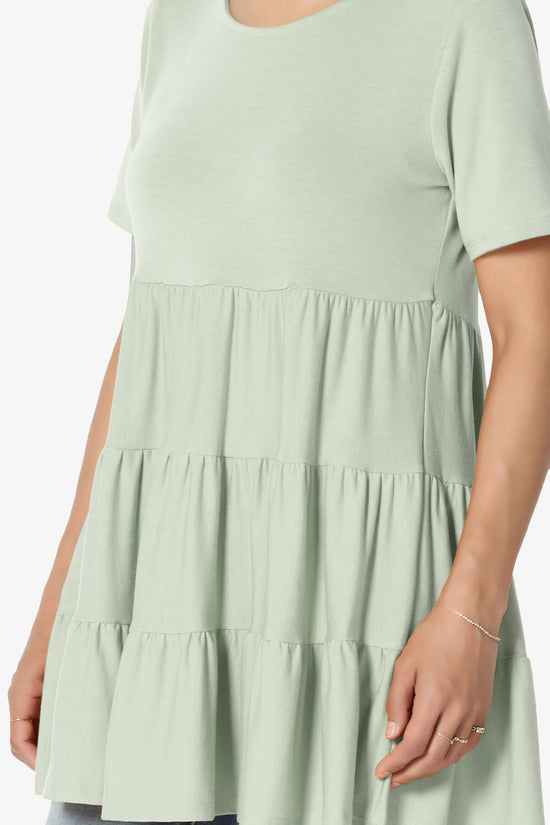 Maiika Short Sleeve Tiered Ruffle Tunic LIGHT SAGE_5