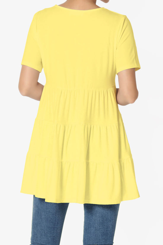 Maiika Short Sleeve Tiered Ruffle Tunic YELLOW_2