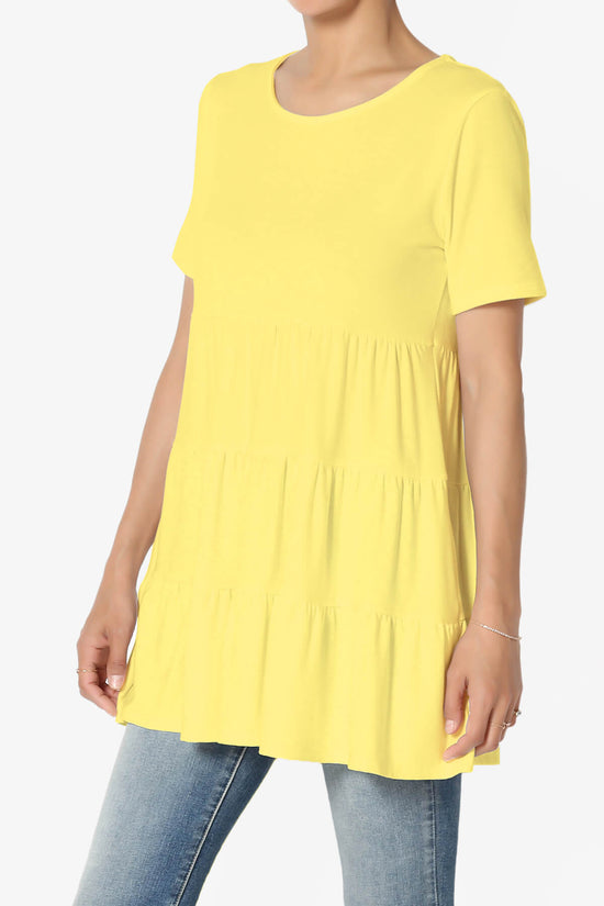 Maiika Short Sleeve Tiered Ruffle Tunic YELLOW_3