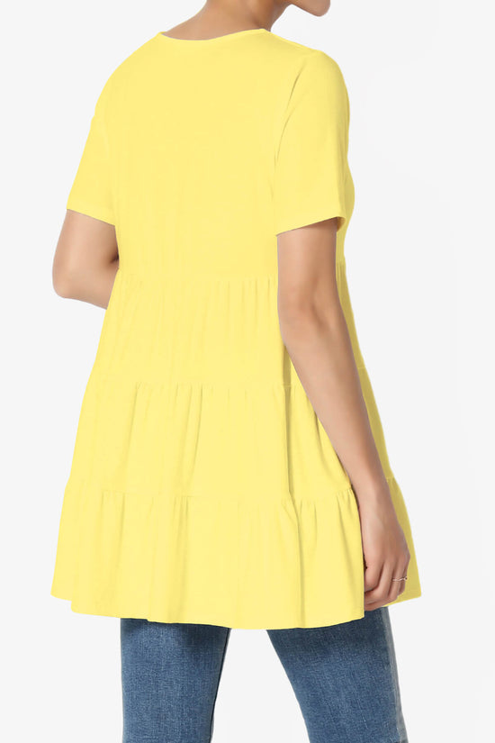 Maiika Short Sleeve Tiered Ruffle Tunic YELLOW_4