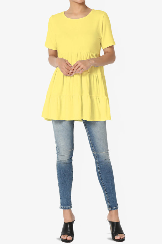 Maiika Short Sleeve Tiered Ruffle Tunic YELLOW_6