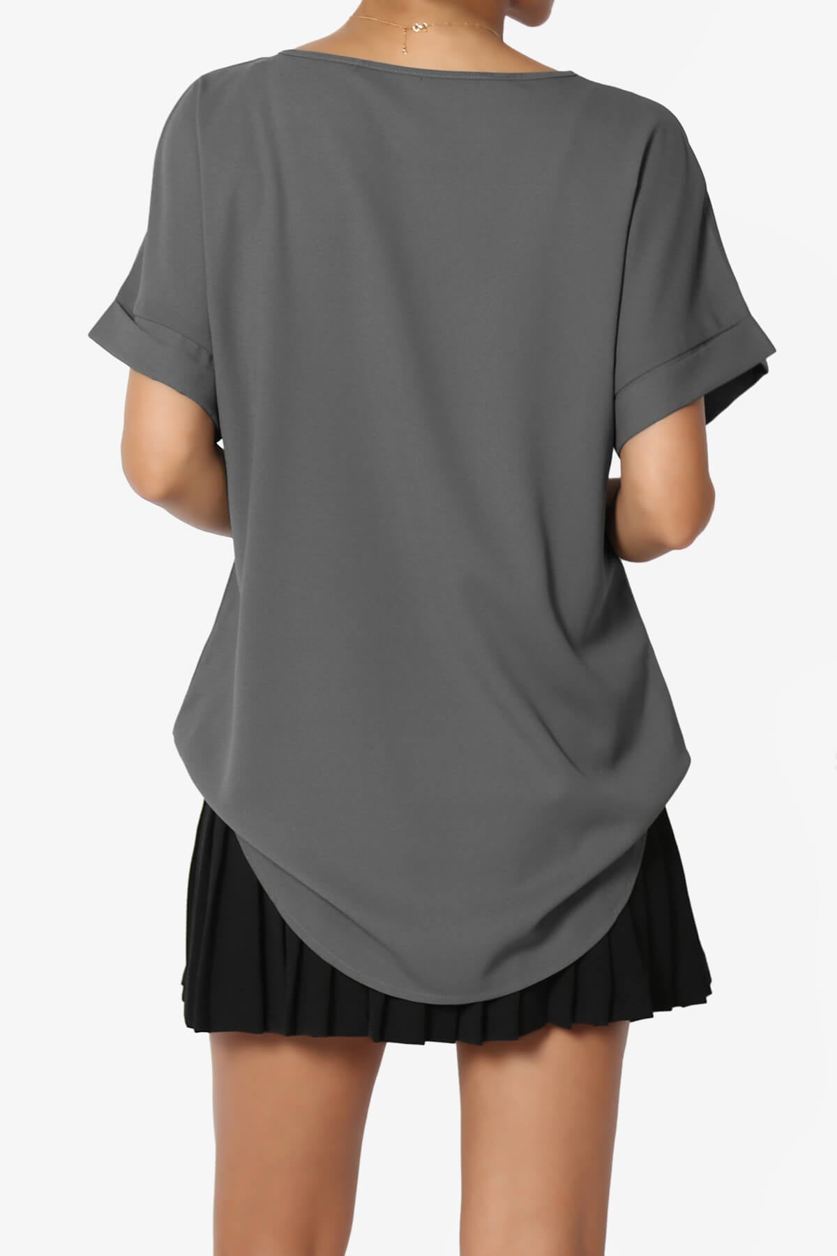 Marla Lightweight Woven Dolman Top ASH GREY_2