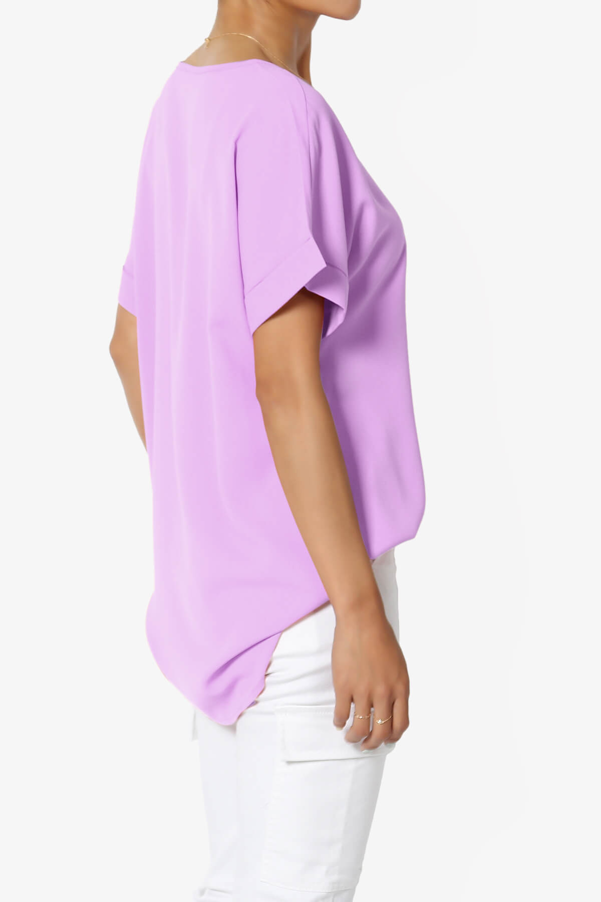 Marla Lightweight Woven Dolman Top BRIGHT LAVENDER_4