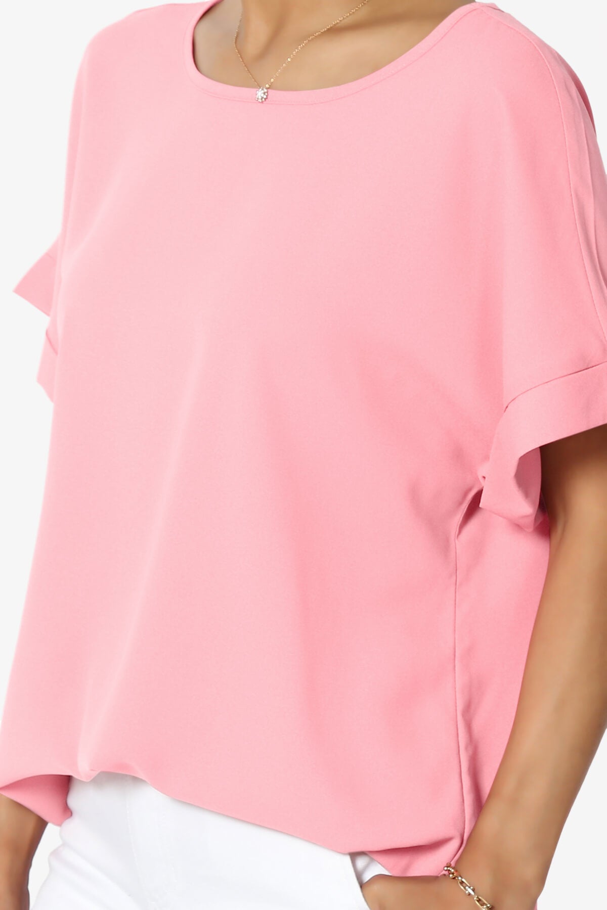 Marla Lightweight Woven Dolman Top DARK PINK_5