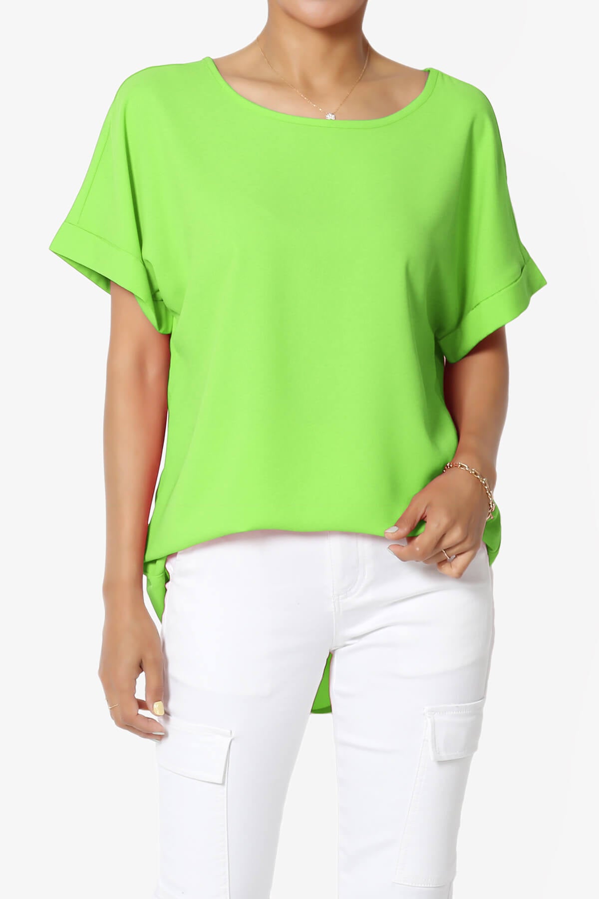 Marla Lightweight Woven Dolman Top GREEN_1