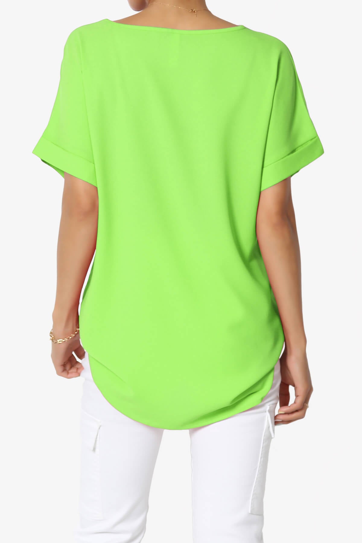 Marla Lightweight Woven Dolman Top GREEN_2