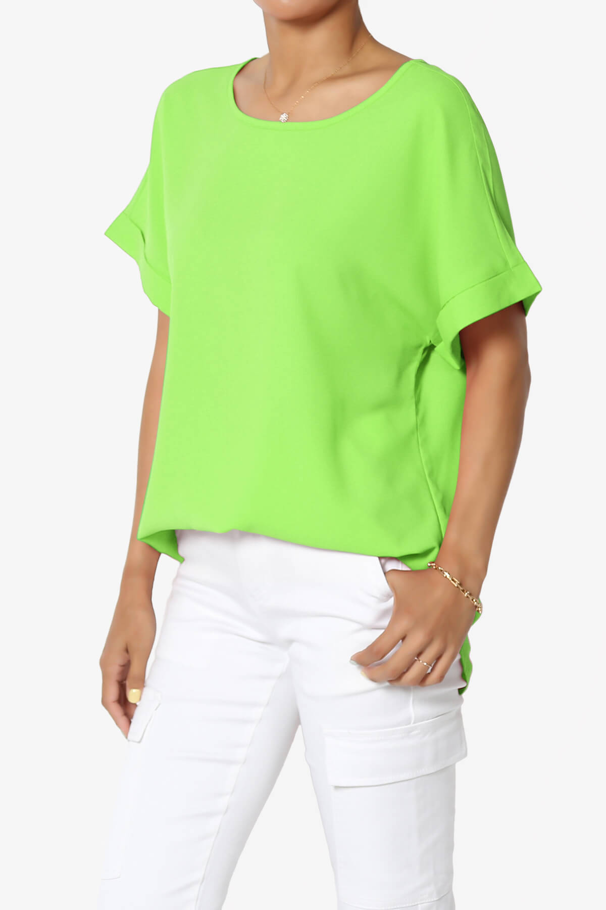 Marla Lightweight Woven Dolman Top GREEN_3