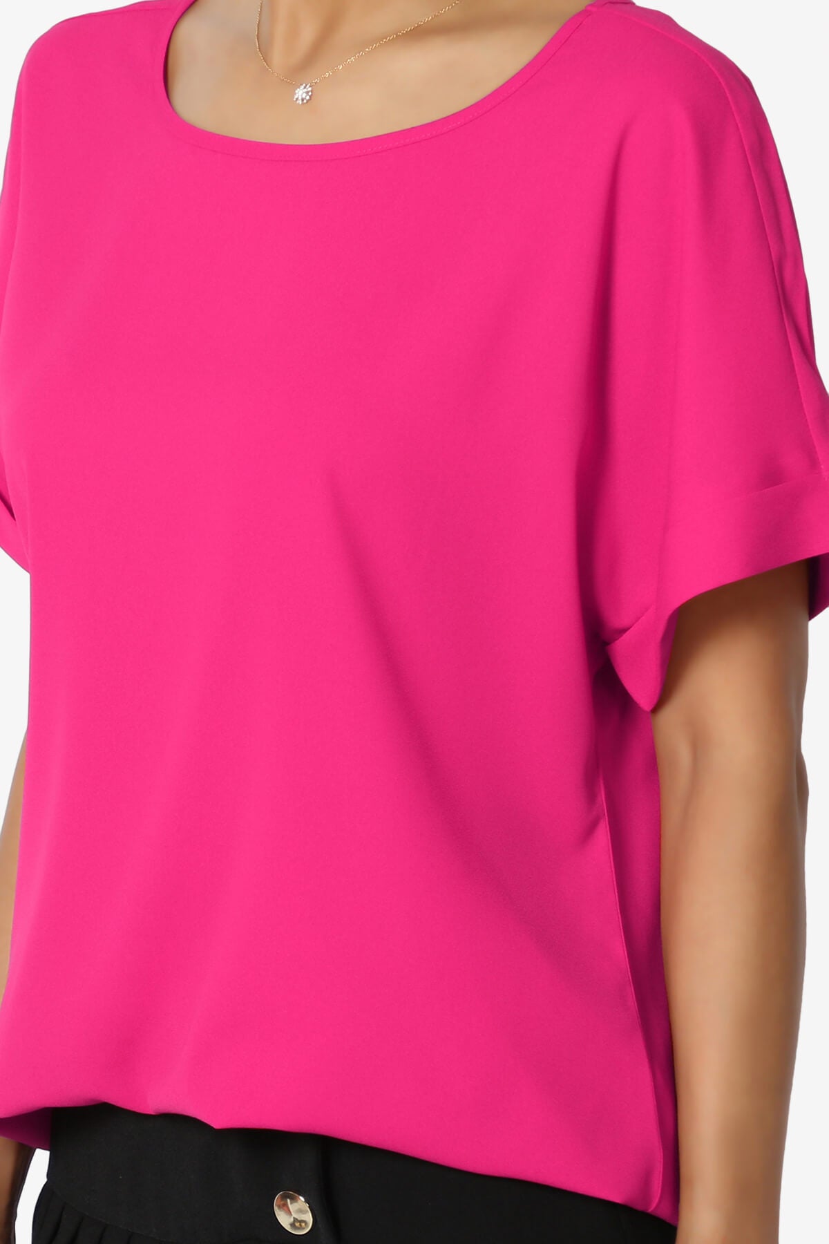 Marla Lightweight Woven Dolman Top HOT PINK_5