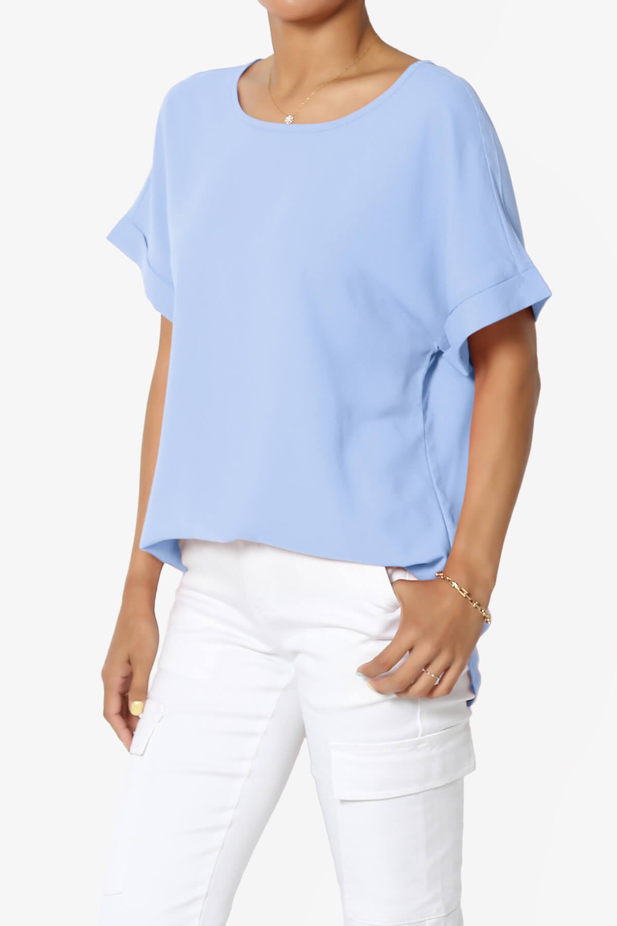 Marla Lightweight Woven Dolman Top LIGHT BLUE_3