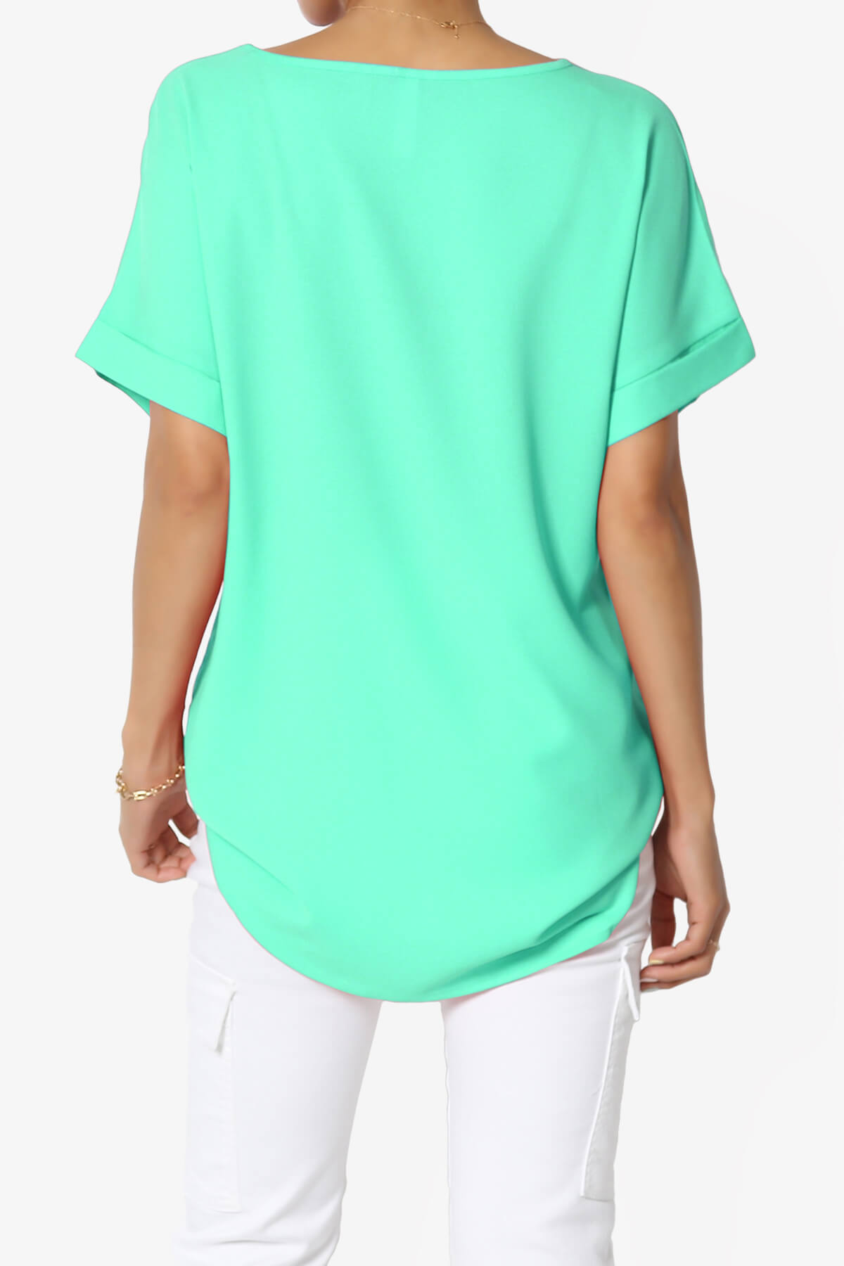 Marla Lightweight Woven Dolman Top MINT_2