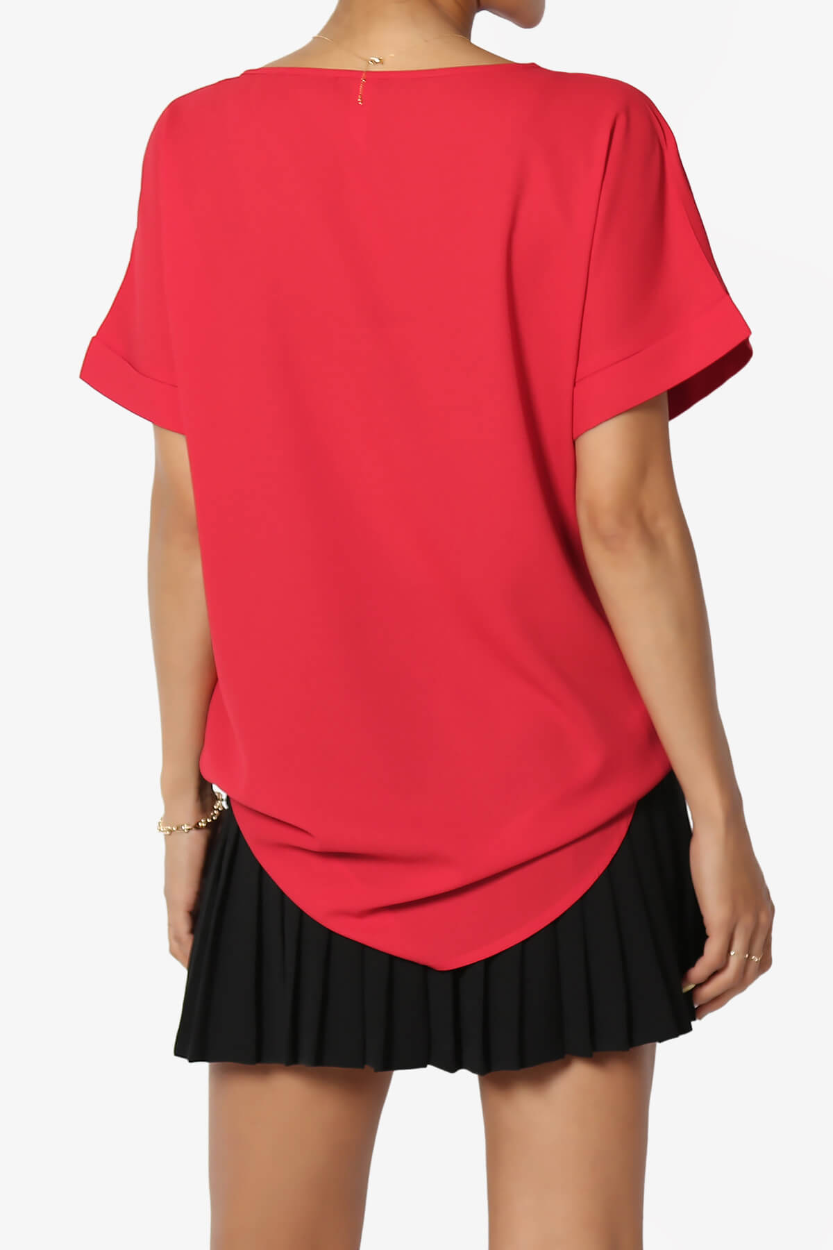 Marla Lightweight Woven Dolman Top RED_2