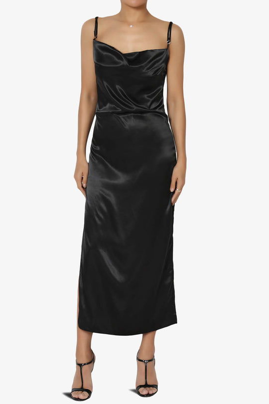 Masin Cowl Neck Sain Silk Long Slip Dress