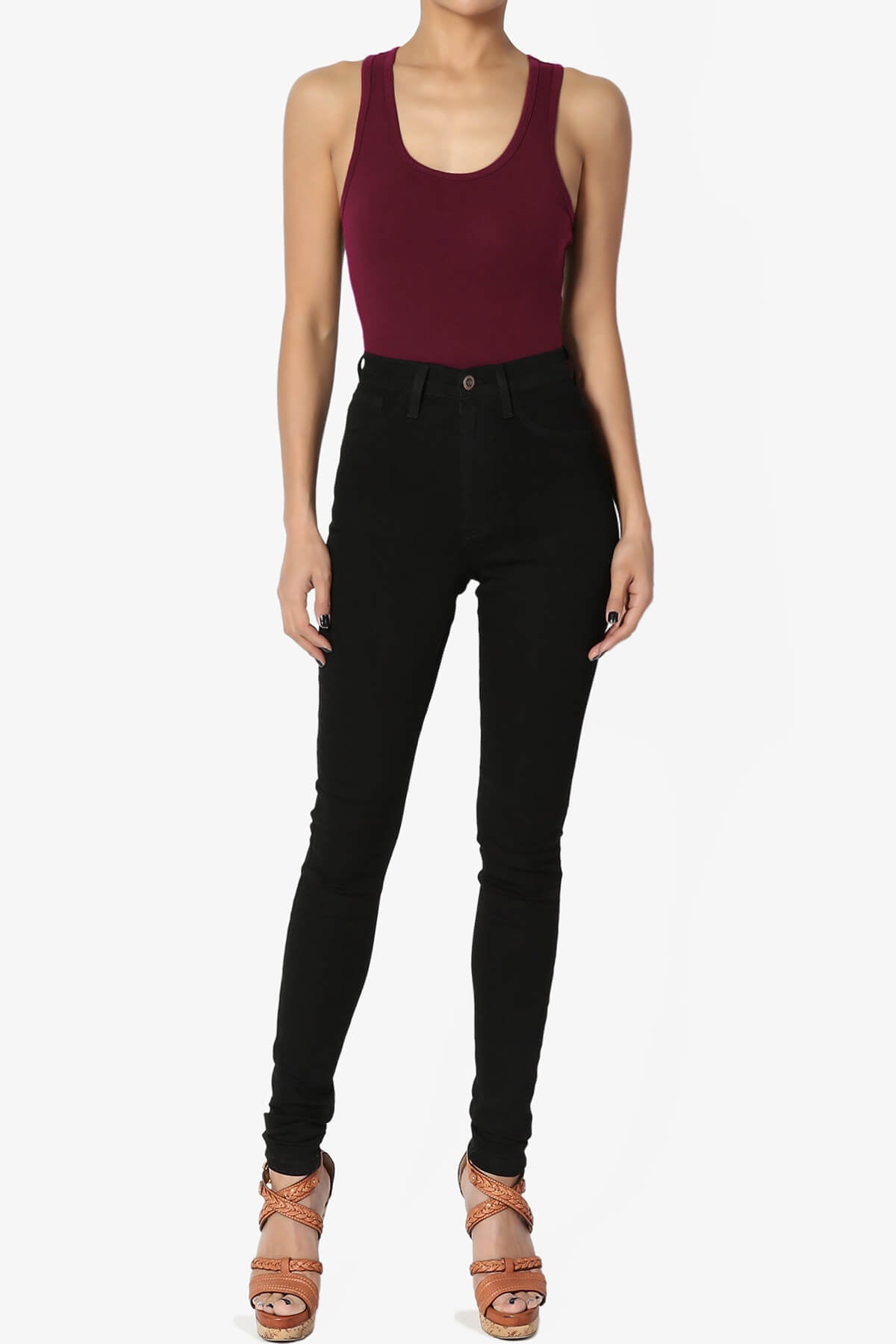Maya Scoop Neck Tank Bodysuit DARK BURGUNDY_6
