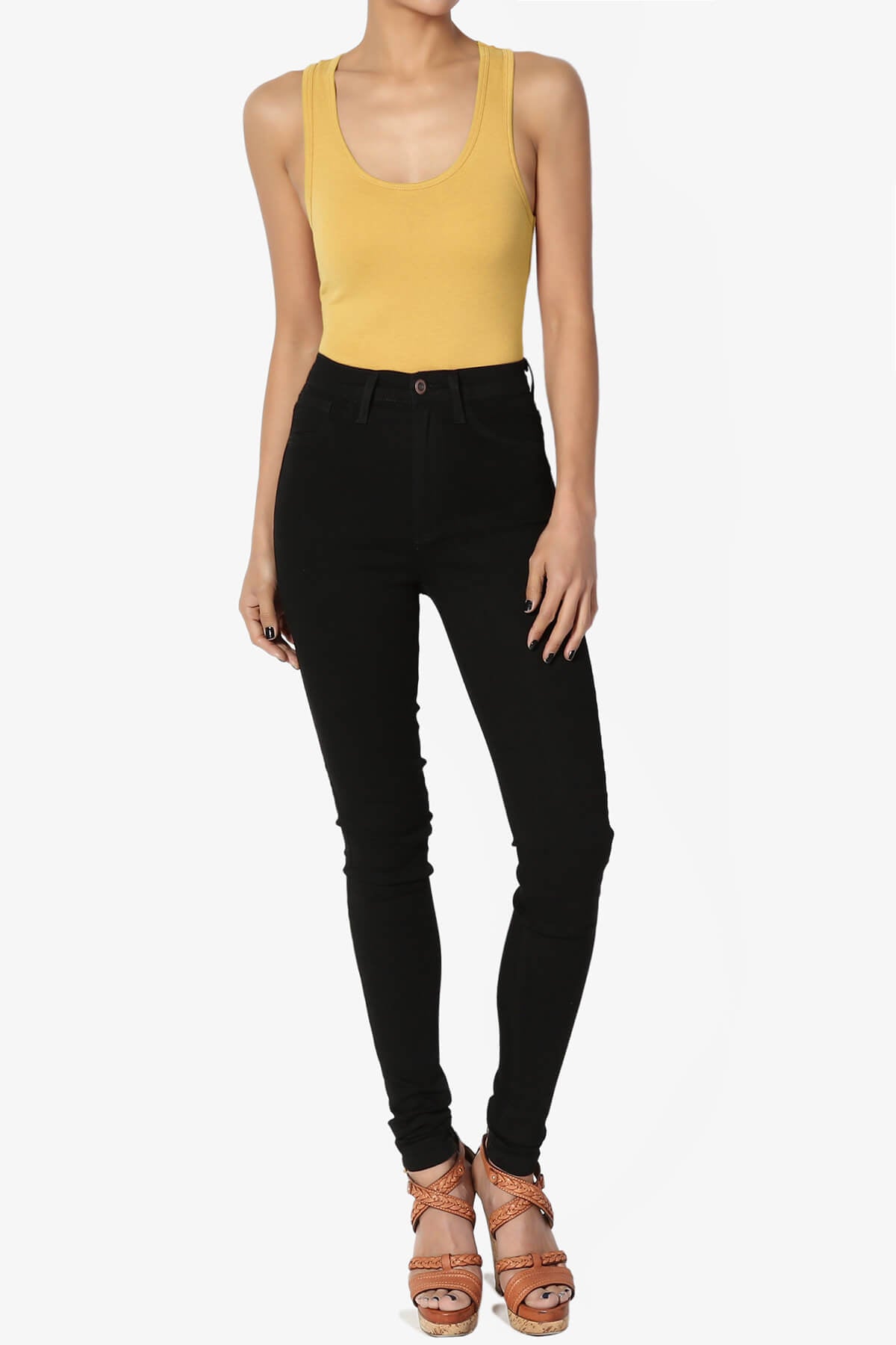 Maya Scoop Neck Tank Bodysuit LIGHT MUSTARD_6