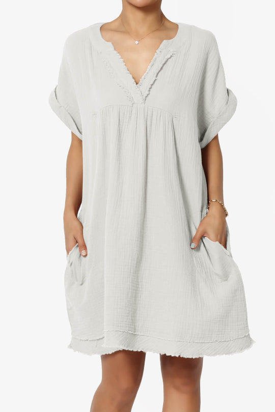 Milly Gauze V-Neck Babydoll Shift Mini Dress PLUS