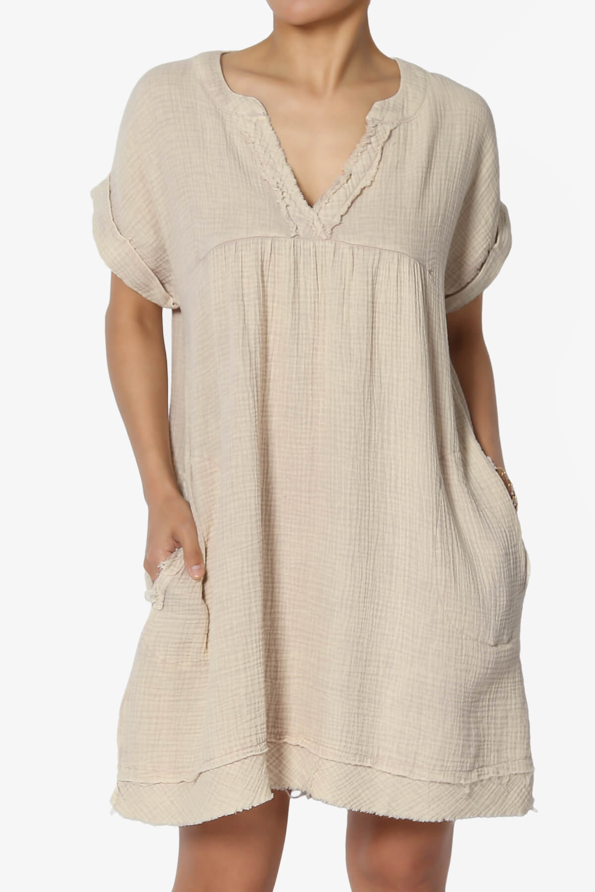 Milly Washed Gauze Babydoll Shift Mini Dress ASH MOCHA_1