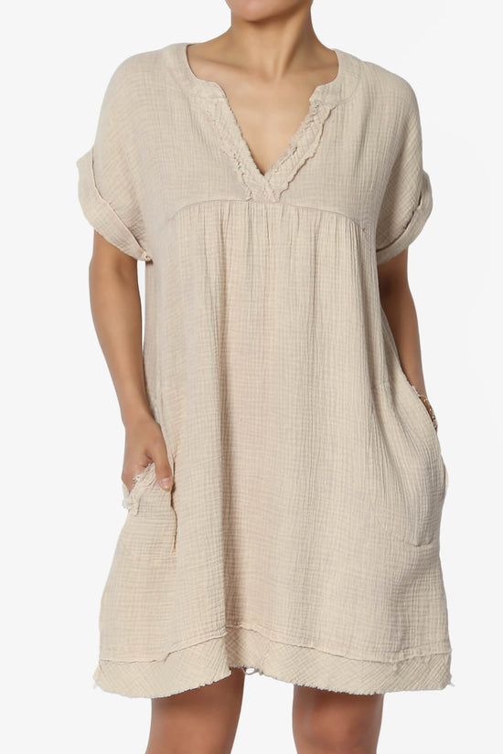 Milly Washed Gauze Babydoll Shift Mini Dress ASH MOCHA_1