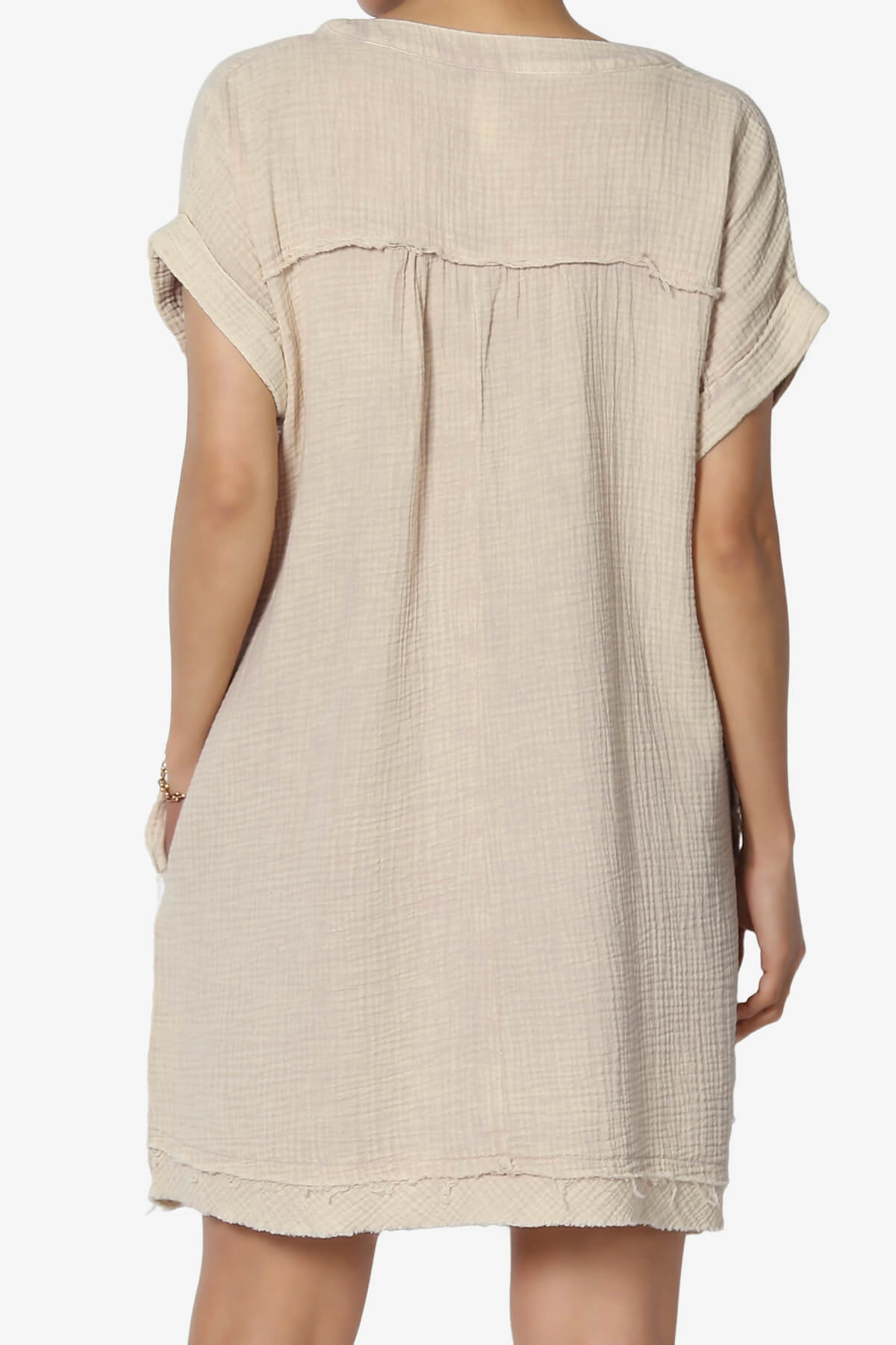 Milly Washed Gauze Babydoll Shift Mini Dress ASH MOCHA_2