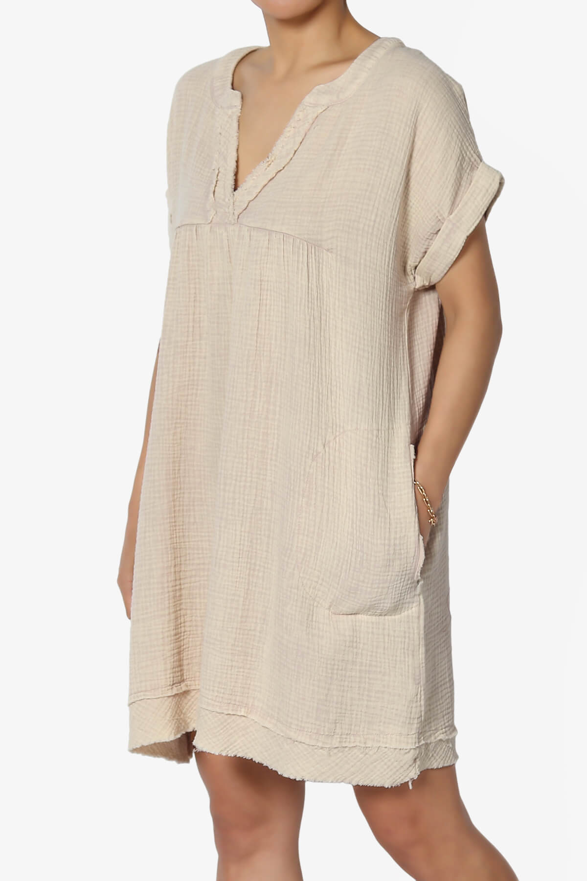 Milly Washed Gauze Babydoll Shift Mini Dress ASH MOCHA_3