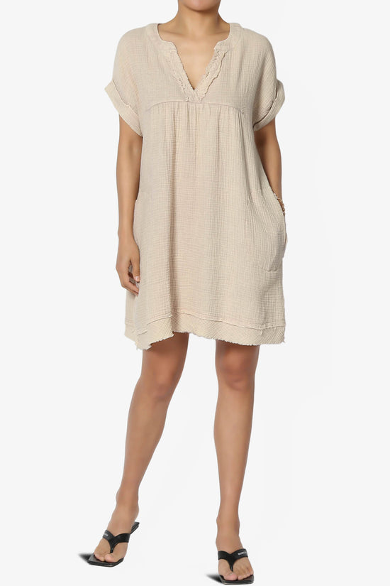 Milly Washed Gauze Babydoll Shift Mini Dress ASH MOCHA_6