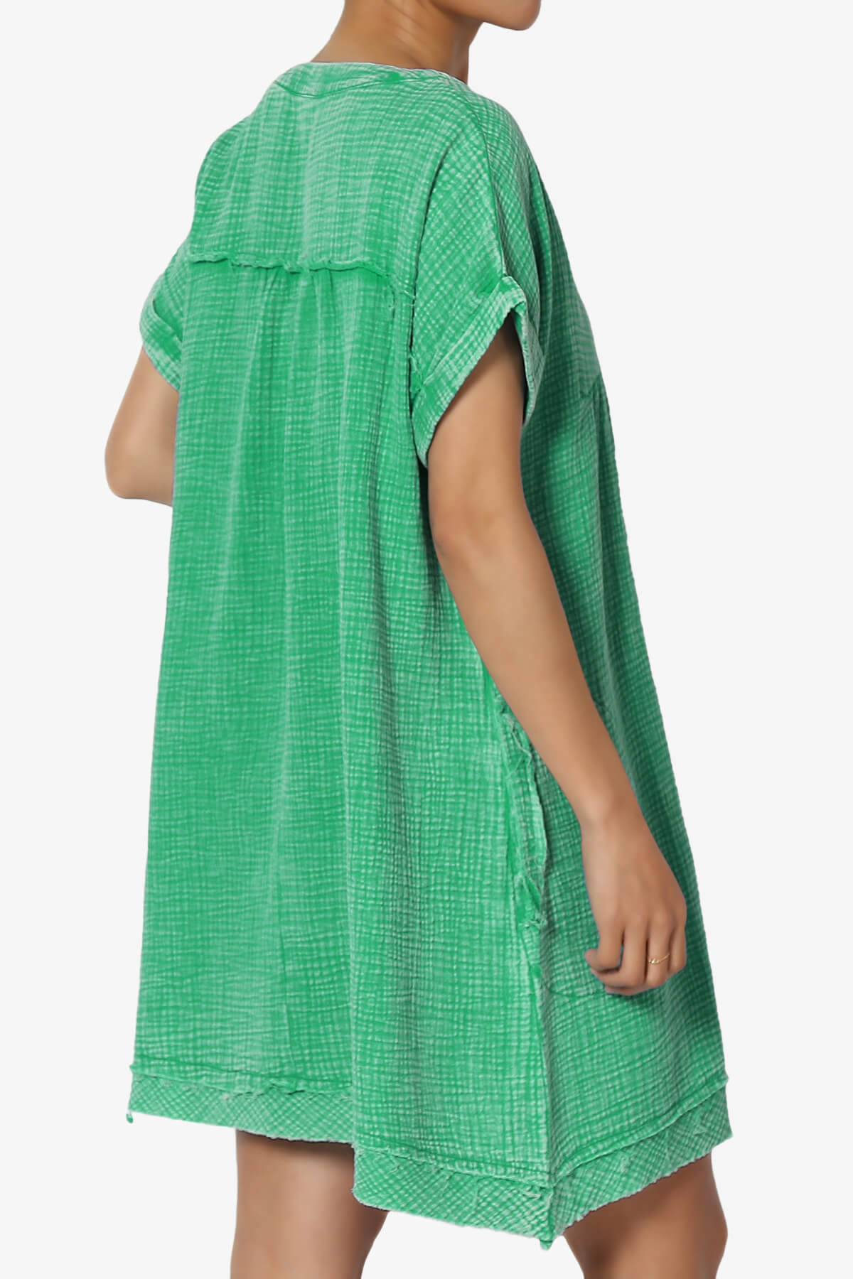 Milly Washed Gauze Babydoll Shift Mini Dress KELLY GREEN_4