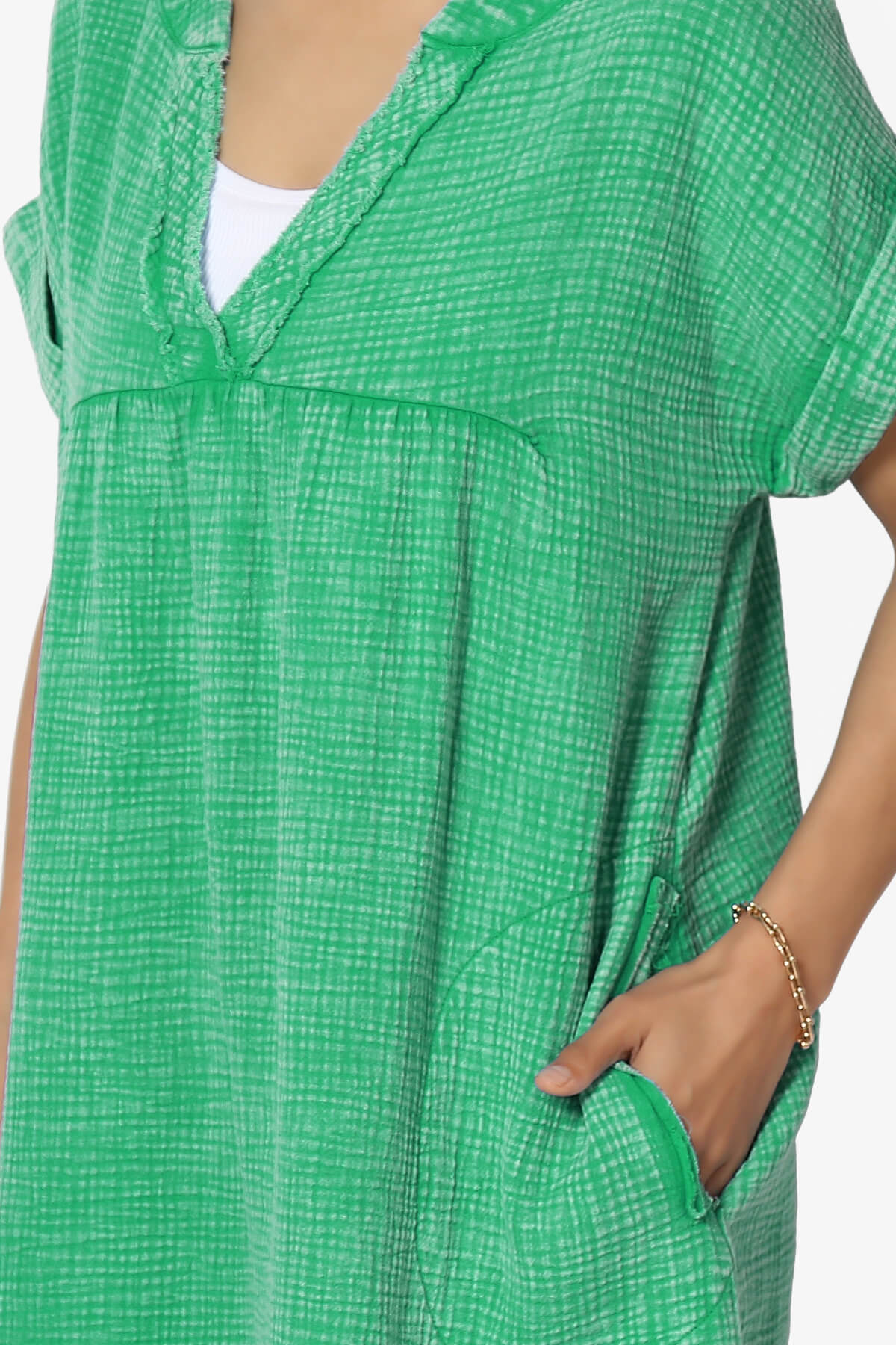 Milly Washed Gauze Babydoll Shift Mini Dress KELLY GREEN_5