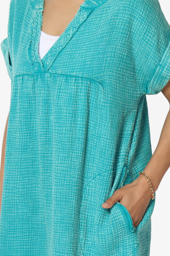 Milly Washed Gauze Babydoll Shift Mini Dress LT TEAL_5