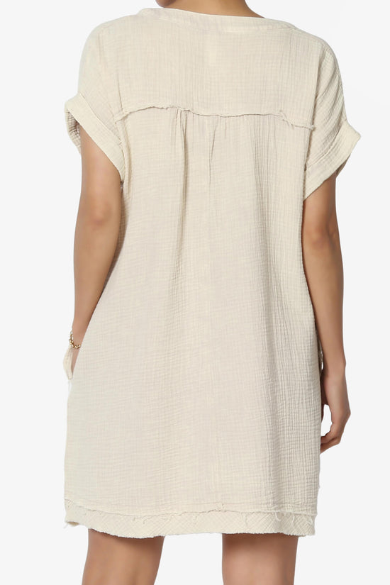 Milly Washed Gauze Babydoll Shift Mini Dress SAND BEIGE_2
