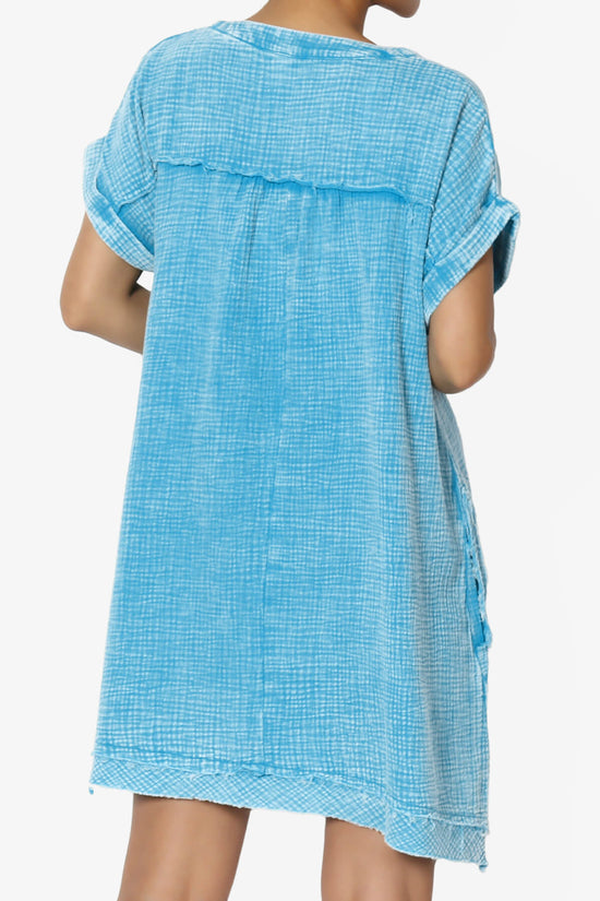 Milly Washed Gauze Babydoll Shift Mini Dress SKY_2