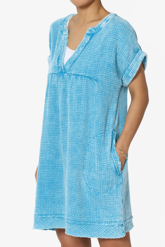 Milly Washed Gauze Babydoll Shift Mini Dress SKY_3