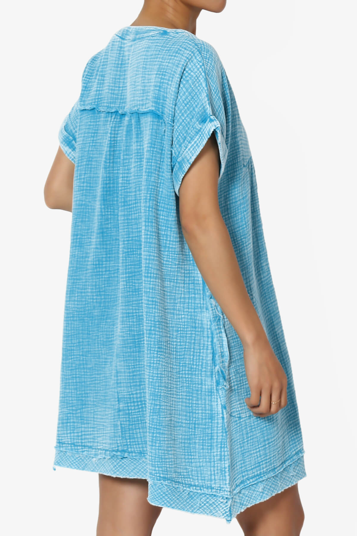 Milly Washed Gauze Babydoll Shift Mini Dress SKY_4