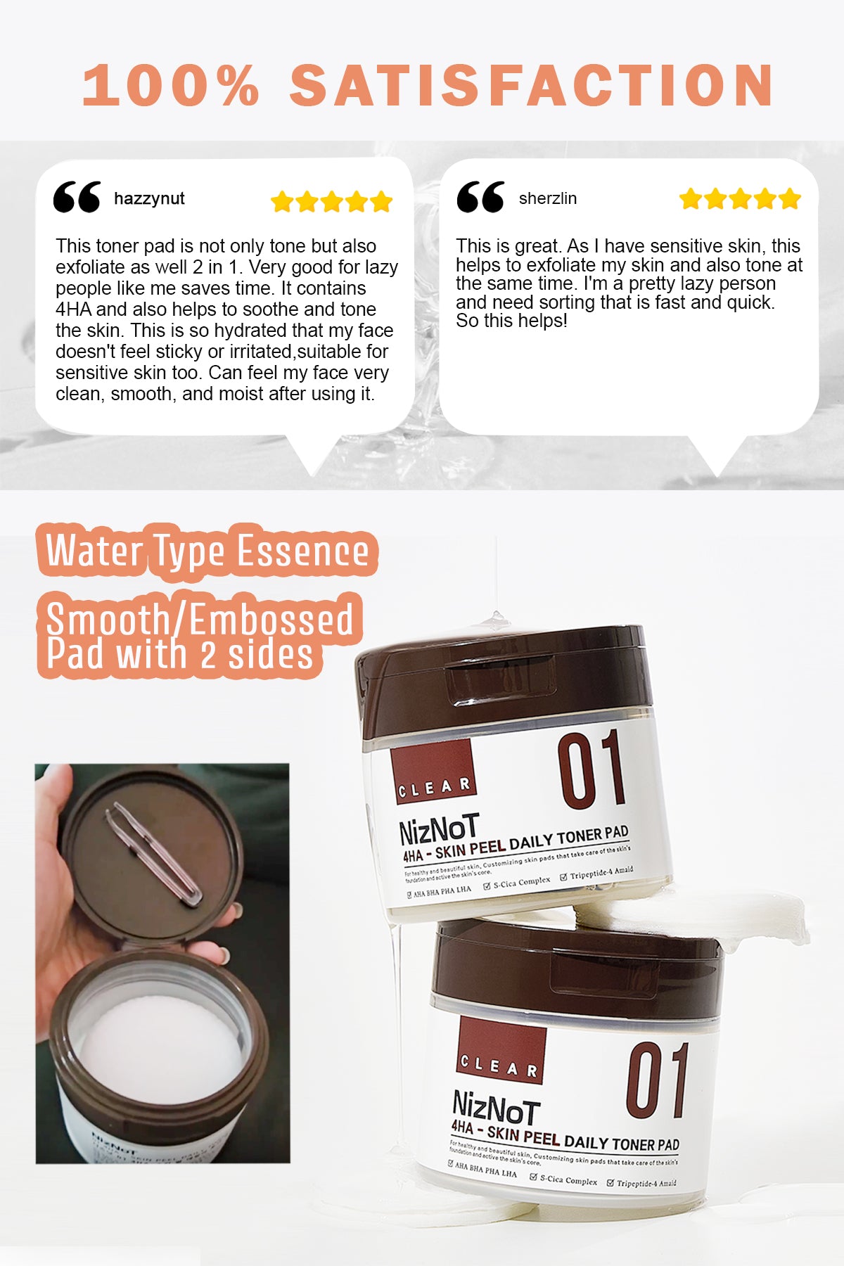 NizNoT 01  4HA SKIN PEEL DAILY TONER PAD 170ml/60 pads