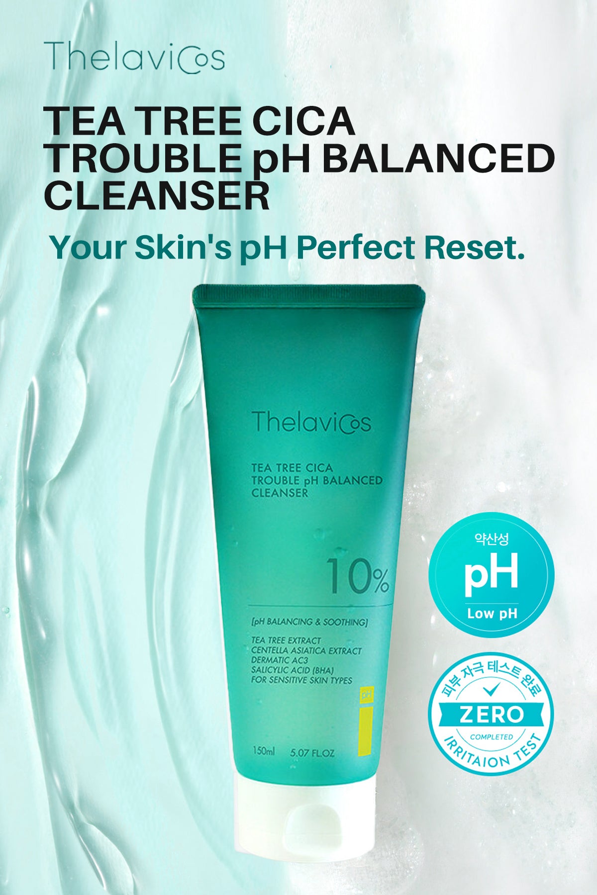 Thelavicos Tea Tree Cica Trouble pH Balanced Cleanse | Low pH Face Wash for Acne & Sensitive Skin