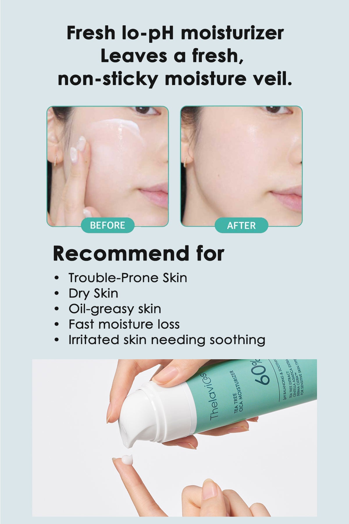 Thelavicos Tea Tree Cica 60 Moisturizer 110ml/3.71 fl.oz | Soothing for Acne, Sensitive Skin