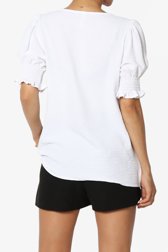 Tori Cool Woven Puff Short Sleeve Top WHITE_2