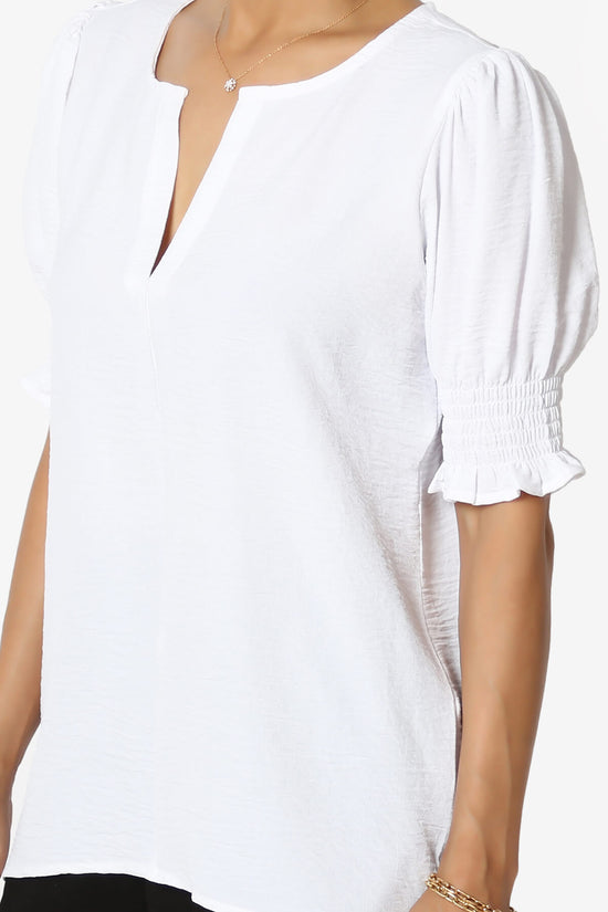 Tori Cool Woven Puff Short Sleeve Top WHITE_5