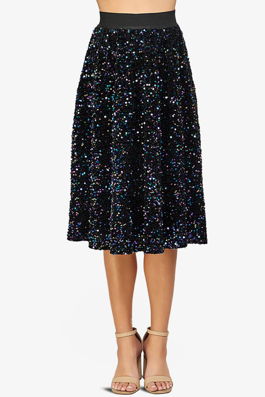 Ulyana Sequin A-Line Midi Skirt
