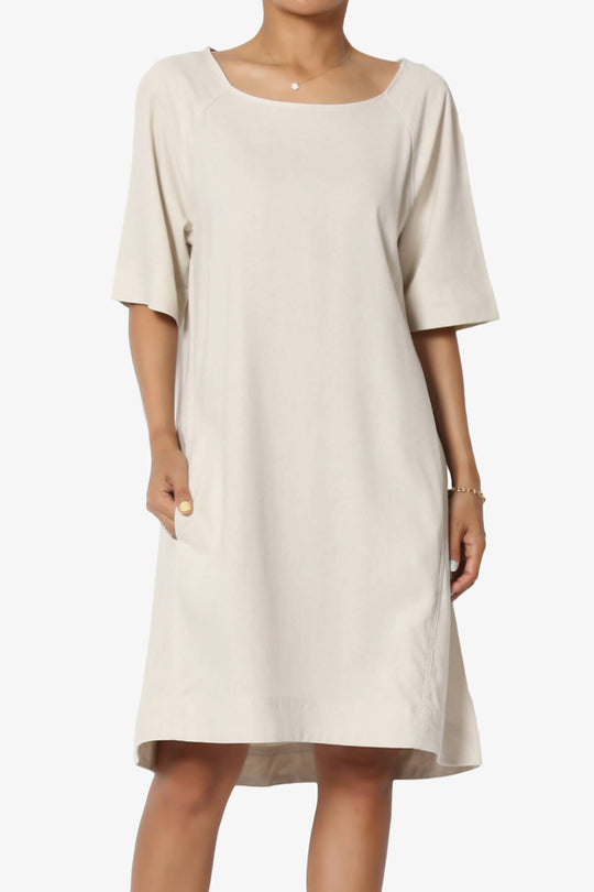 Winny Linen Short Sleeve Shift Dress