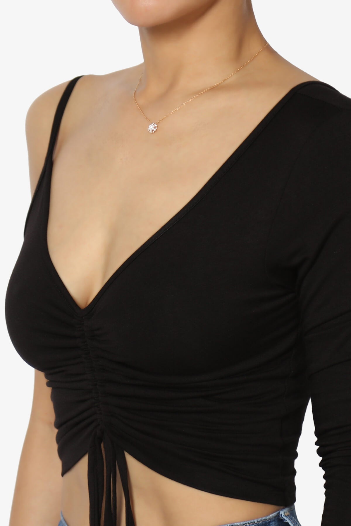 Ziggy One Shoulder Long Sleeve Crop Top BLACK_5