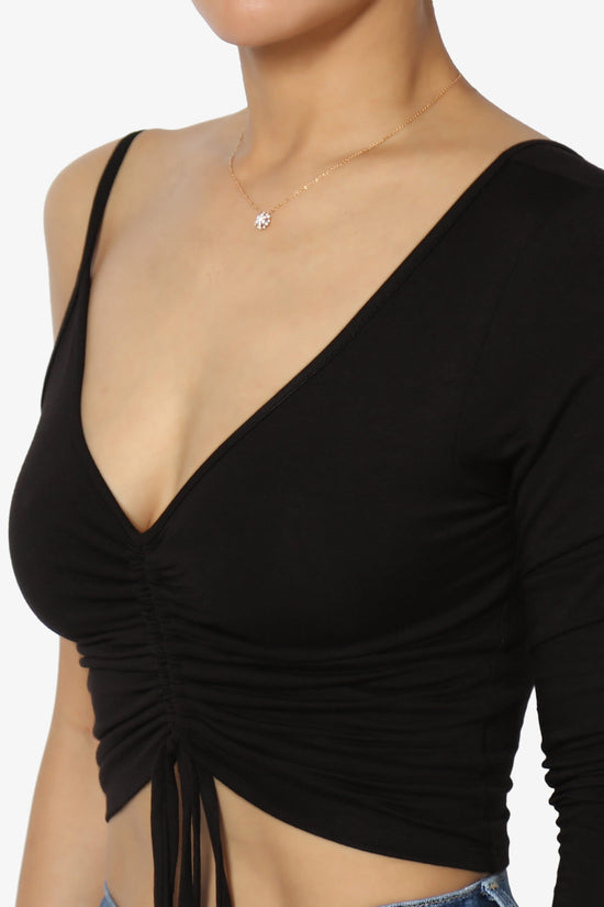 Ziggy One Shoulder Long Sleeve Crop Top BLACK_5