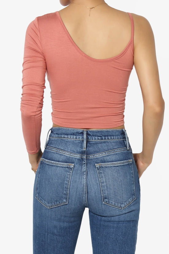 Ziggy One Shoulder Long Sleeve Crop Top DUSTY ROSE_2