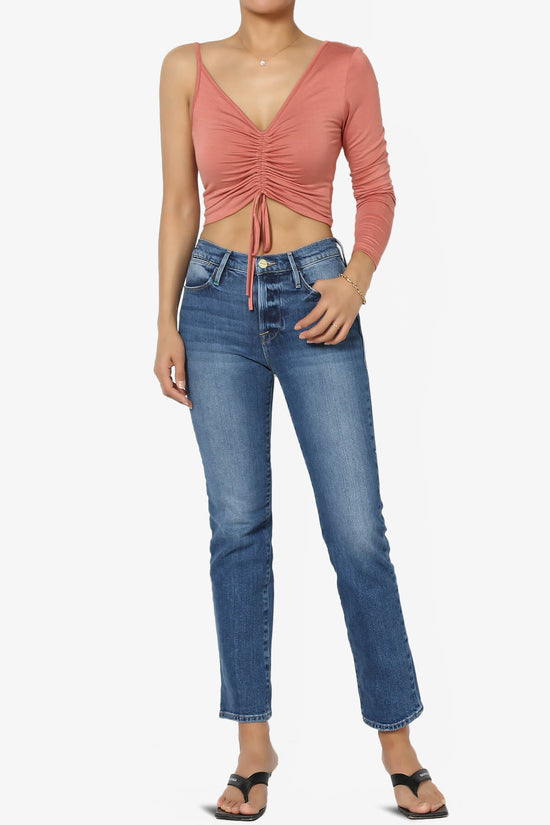 Ziggy One Shoulder Long Sleeve Crop Top DUSTY ROSE_6