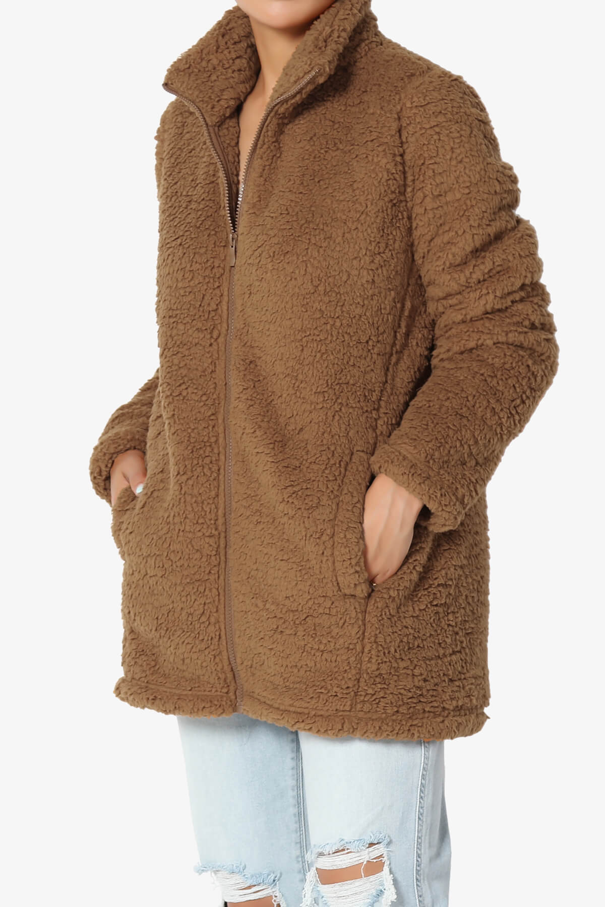 Kenmar High Neck Short Slim Teddy Jacket