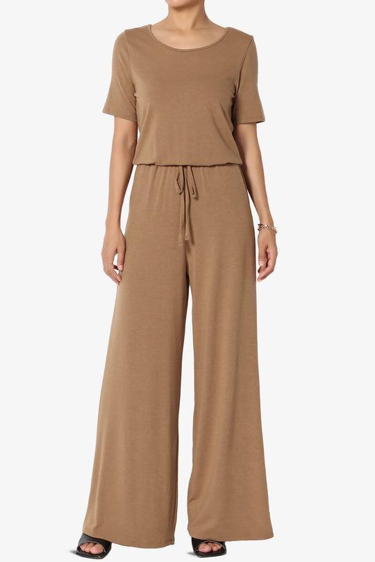 Tina Short Sleeve Wide Leg Jumpsuit PLUS