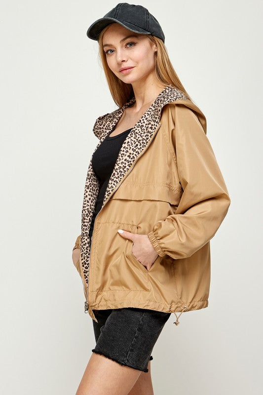 Sweet Generis REVERSIBLE CONTRAST PRINT ZIP UP WINDBREAKER HOODIE