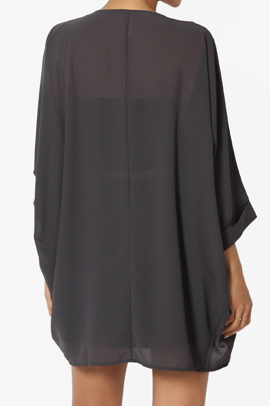Blivia Pleated Kimono Chiffon Cardigan PLUS