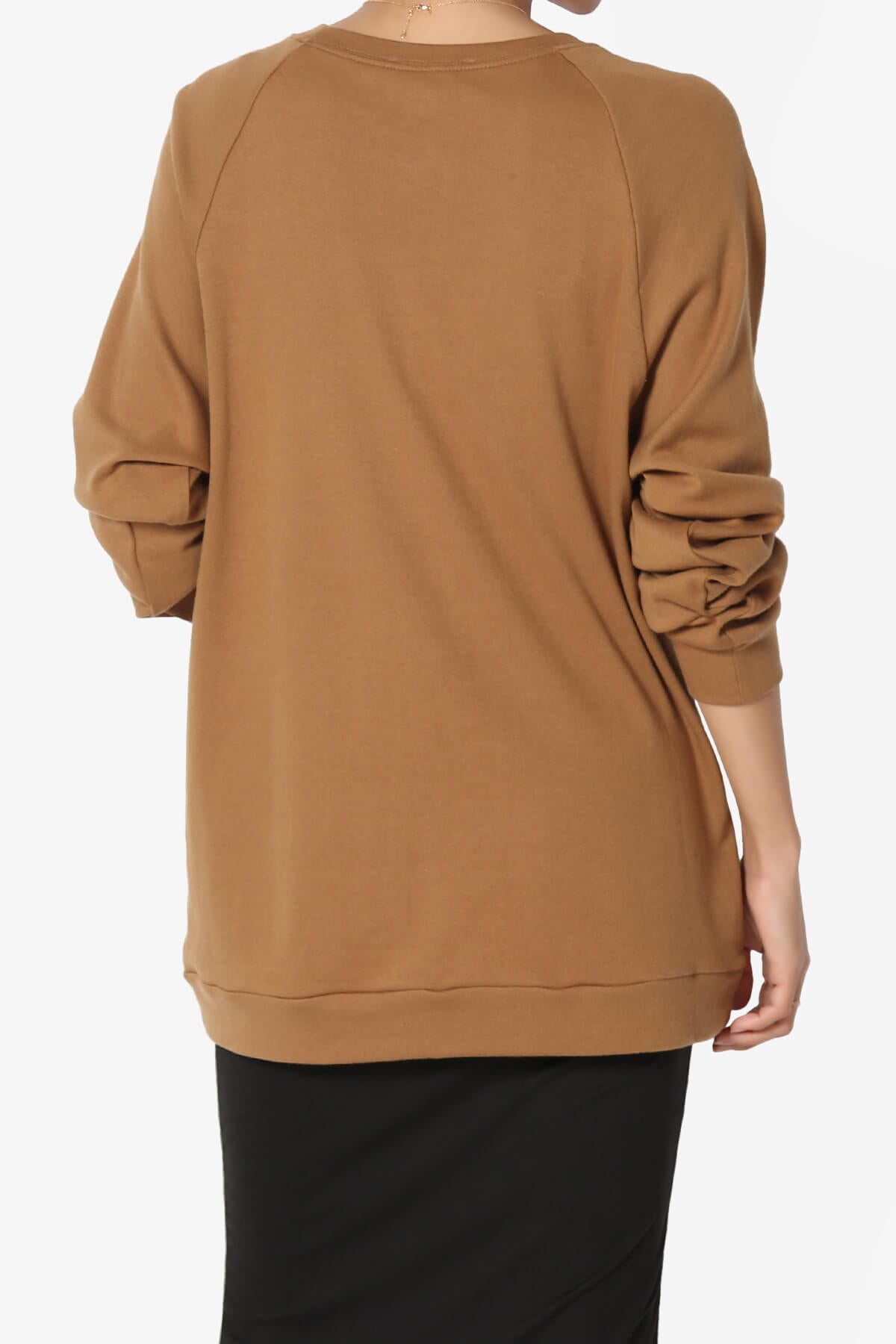 Carlene Cotton Raglan Sleeve Pullover Top DEEP CAMEL_2